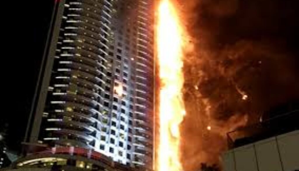 Building in fire